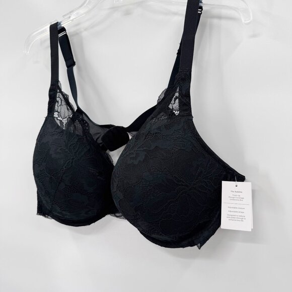NEW Auden Sublime Lace Plunge Push Up Bra - Black - Picture 5 of 15